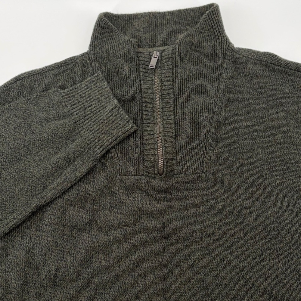Calvin Klein Jeans Mens L/G Olive Green Quarter Zip Mock Neck Sweater 2X/XXL‎